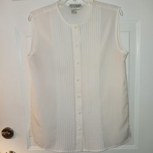 K.B. Lawrence By Crystal- White Sleeveless Blouse buttons down the front.